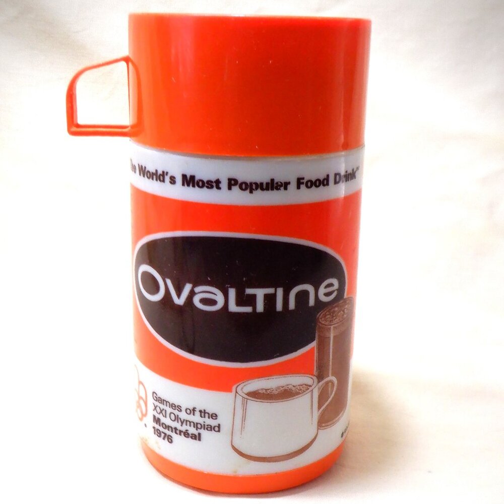 Vintage ~ 1972 ~ OVALTINE Thermos ~ Supplier to 1976 Olympic Games In Montreal
